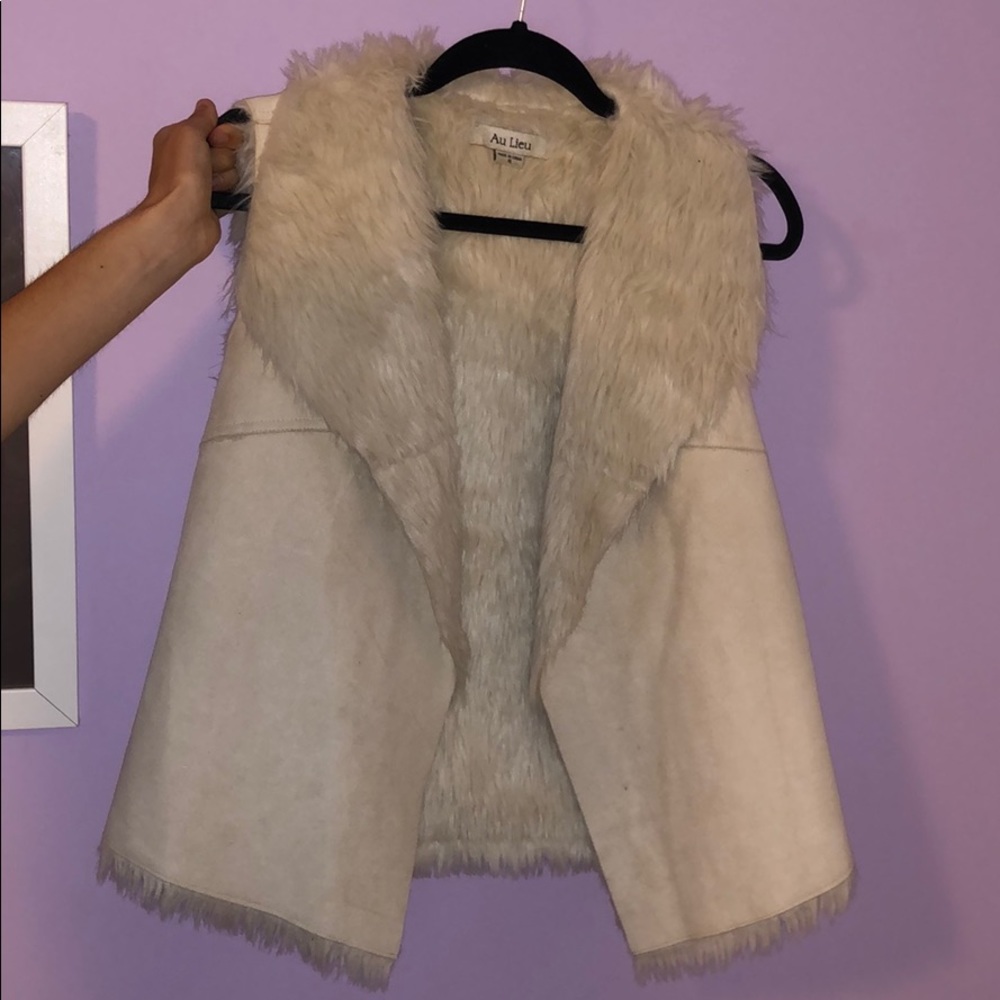 Off white faux fur vest